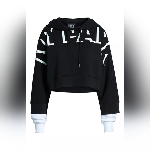 Ivy Park Women's Shadow Logo Loopback Cropped Hoodie Black in Dubai Sz Medium - Picture 12 of 16